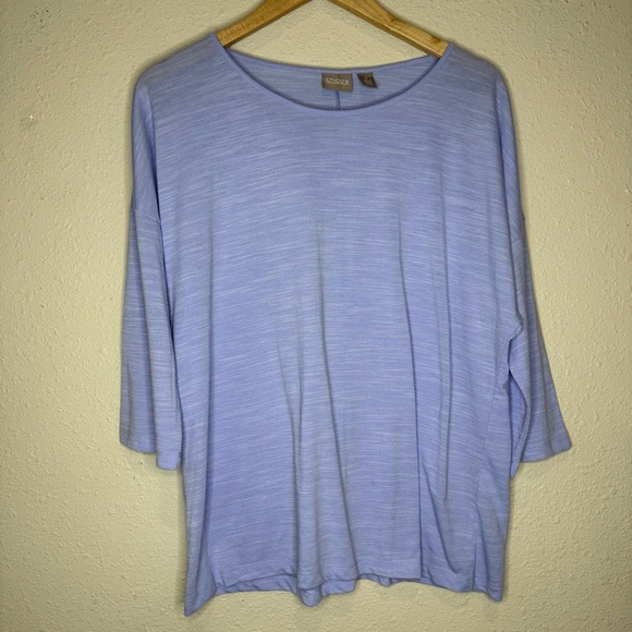 Chico's Shirt Polyester Rayon Periwinkle 3/4 Sleeves Women’s Size 12 (Chico’s 2) - Picture 1 of 11